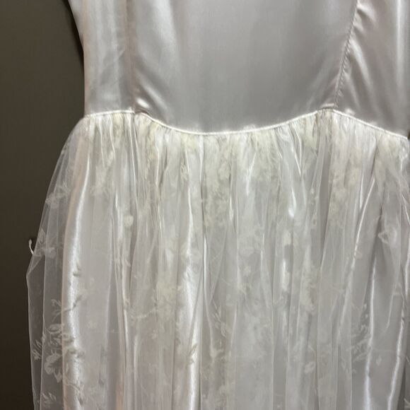 VNTG Gunne Sax Jessica McClintock Wedding Prom Cocktail Satin Floral Lace Dress - Picture 16 of 16